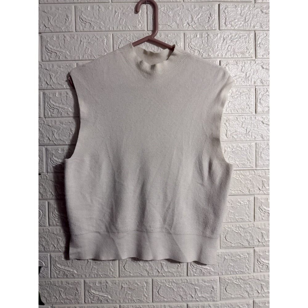 Abercrombie & Fitch Womens Small White Rib Knit Sleeveless Pullover Sweater Vest